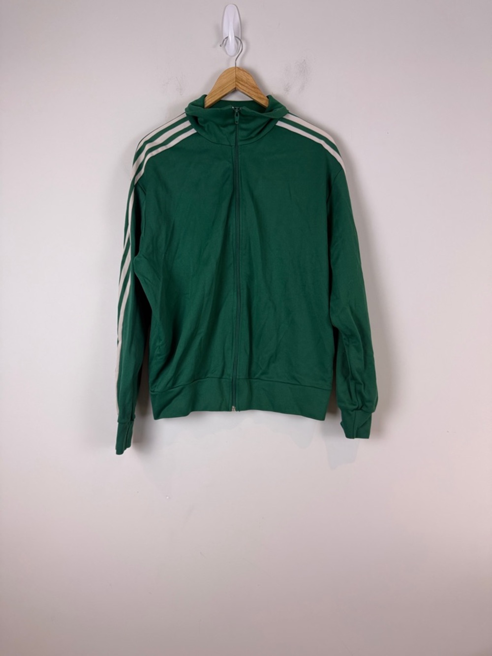Adidas Vintage Green Track Jacket with White Stripes